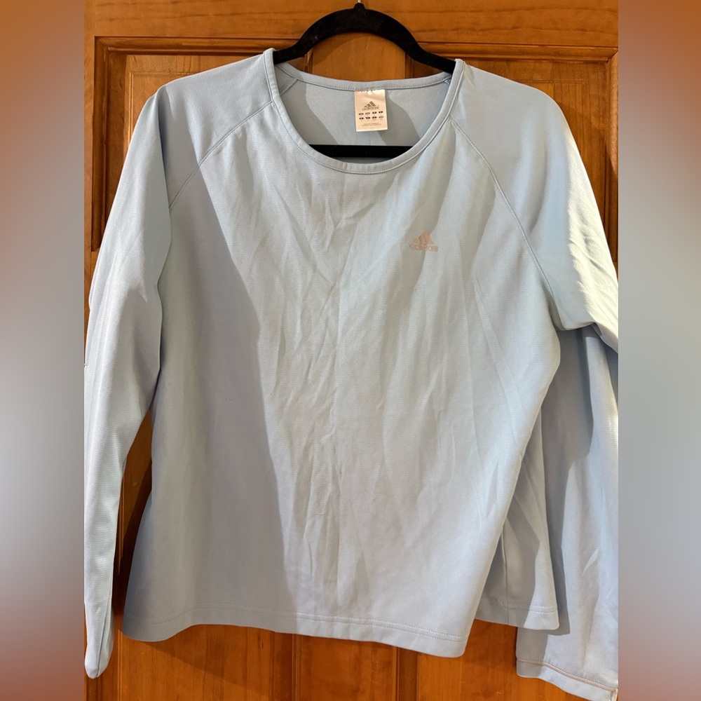 adidas Pale Blue Women's Long Sleeve Athletic Shirt